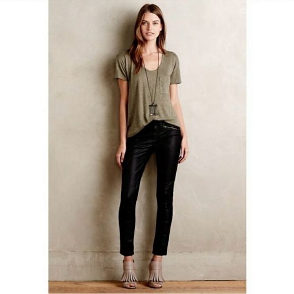 NWT Pilcro and the Letterpress Anthropologie The Stet Faux Leather Moto Pant 25 - Picture 4 of 16